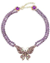 Eye Candy LA - Luxe Leah Butterfly Alloy, Agate & Glass Crystal Statement Necklace - Lyst