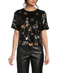 MILLY - Katelynn 3D Floral Sequin Top - Lyst