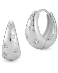 Chloe and Madison - Rhodium-Plated Sterling & Cubic Zirconia Star Graduated Hoop Earrings - Lyst