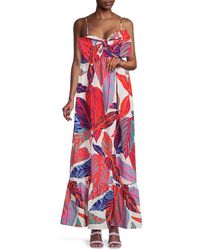 Hutch - Bow Leaf Print Maxi Dress - Lyst