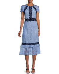 Rachel Parcell - Contrast Lace Midi Dress - Lyst
