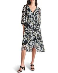 DKNY - Faux Wrap Floral Chiffon Midi-Dress - Lyst