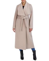 Cole Haan - Wool Blend Belted Wrap Coat - Lyst