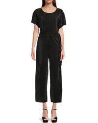 Bebe - Pleated Culotte Ribbed Ankle Jumpsuit - Lyst