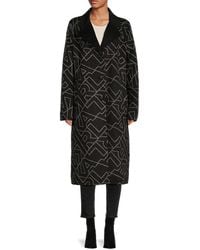 Karl Lagerfeld - Logo Print Wool Blend Coat - Lyst