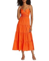 Alice + Olivia - Clea O-Ring Tiered Midi Dress - Lyst