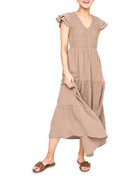 Gibsonlook - Shirred Maxi Fit And Flare Dress - Lyst