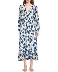 AREA STARS - Floral Ruffle Midi Dress - Lyst