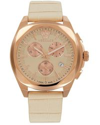 Versace - 40mm Ip Rose Goldtone Stainless Steel & Leather Strap Chronograph Watch - Lyst