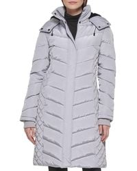 Kenneth Cole - Mixed Quilted Puffer Coat - Lyst