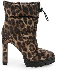 Guess Gwjara Leopard-print Quilted Booties - Brown