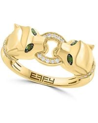 Effy - 14K Goldplated Sterling, Tsavorite & Diamond Ring - Lyst