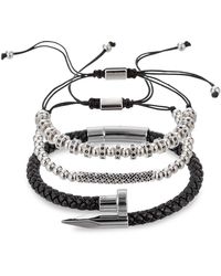 Eye Candy LA - Solomun 3-piece Stainless Steel & Leather Bracelets - Lyst