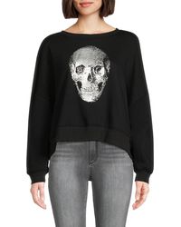 Chaser Brand - Skull Graphic Crop Sweater - Lyst