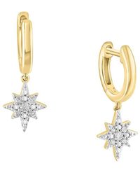 Effy ENY - 14k Goldplated Sterling Silver & 0.09 Tcw Diamond North Star Drop Earrings - Lyst