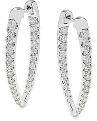 Saks Fifth Avenue - 14k White Gold & 2.88 Tcw Diamond Hoop Earrings - Lyst