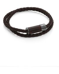 Tateossian Sterling Silver & Leather Montecarl Bracelet - Black