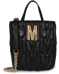 Moschino - Quilted Logo Leather Top Handle Bag - Lyst