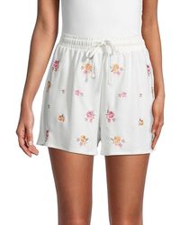 Saks Fifth Avenue Floral Embroidered Pull-on Shorts - White