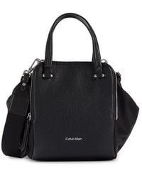 Calvin Klein - Marble Faux Leather Double Top Handle Bag - Lyst