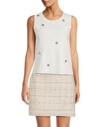 Karl Lagerfeld - Embellished Knit Sleeveless Tank - Lyst