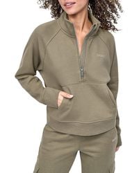 DKNY - Mini Stud Logo Cotton-Blend Half-Zip Sweatshirt - Lyst
