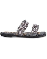 Sam Edelman - Eleana Faux Pearl Embellished Flat Sandals - Lyst