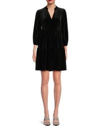 Vince Camuto - Velvet Tiered Trapeze Minidress - Lyst