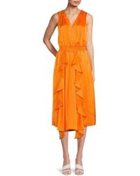 Karl Lagerfeld - Surplice Ruffled Midi Dress - Lyst
