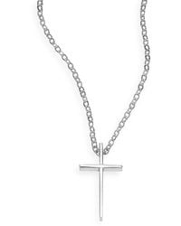 Saks Fifth Avenue Swedged Sterling Silver Cross Necklace - Metallic