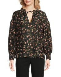 Alice + Olivia - Julius Smocked Cuff Floral Silk-Cotton Blouse - Lyst