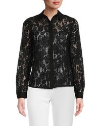 Saks Fifth Avenue - Sheer Lace Button Down Shirt - Lyst
