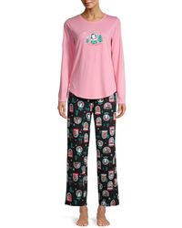Hue Penguin Globie 2-piece Print Pyjama Set - Pink