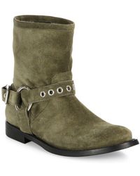 Burberry Queenstead Suede Moto Booties - Green