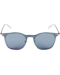 Montblanc 53mm Round Sunglasses - Blue