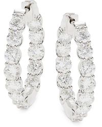 Saks Fifth Avenue - Saks Fifth Avenue 14k White Gold & 5 Tcw Lab Grown Diamond Hoop Earrings - Lyst