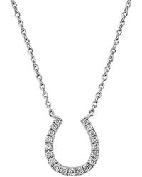 Effy ENY Sterling & 0.14 Tcw Diamond Horseshoe Pendant Necklace - Metallic