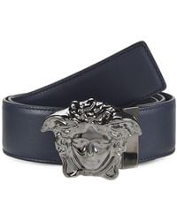 Versace - Medusa Head Plaque Leather Belt - Lyst
