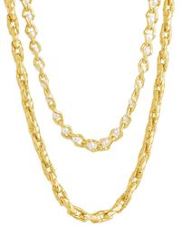 Sterling Forever - Amedea Rhodium Plated & Faux Pearl Layered Chain Necklace - Lyst