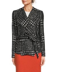Calvin Klein - Plaid Belted Wrap Blazer - Lyst