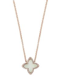 Effy - 14k Rose Gold, Mother Of Pearl & Diamond Clover Pendant Necklace - Lyst