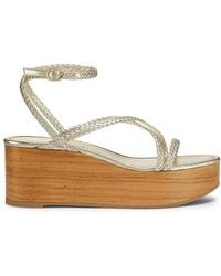 Stuart Weitzman - 60Mm Wovette Metallic-Woven Wedges - Lyst