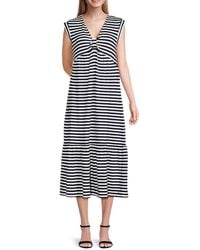 Tommy Hilfiger - Striped V-Neck Midi-Dress - Lyst