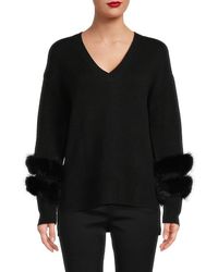 Saks Fifth Avenue - Faux Fur Trim Sweater - Lyst