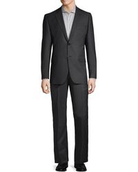 Saks Fifth Avenue Slim-fit Checked Wool Suit - Gray