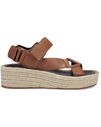 Aerosoles Dave Faux Leather Wedge Espadrille Sandals - Brown