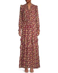 Saks Fifth Avenue Smocked Ruffled Floral-print Maxi Dress - Multicolour
