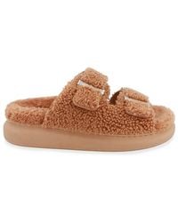 Alexander McQueen - Buckle Mohair Platform Sandals - Lyst