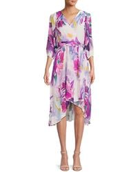DKNY - Floral Asymmetric Wrap Dress - Lyst