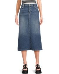 7 For All Mankind - Whiskered Midi Denim Skirt - Lyst